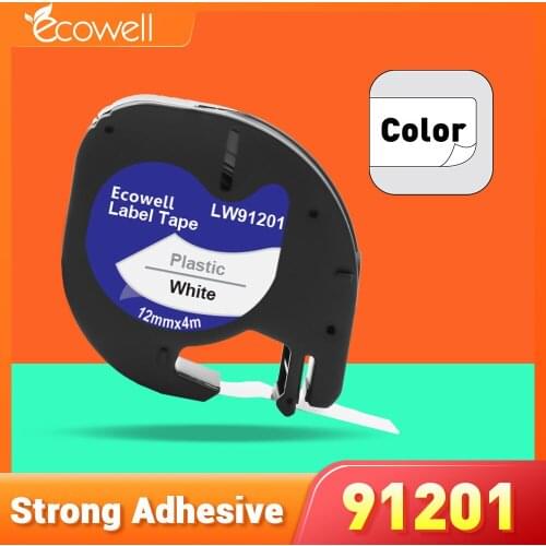 Ecowell 91201 Compatible for Dymo LetraTag label tape 91221 91331 12mm x 4m Black on White for LT-100H/LT-100H Plus/LT-100T Plus