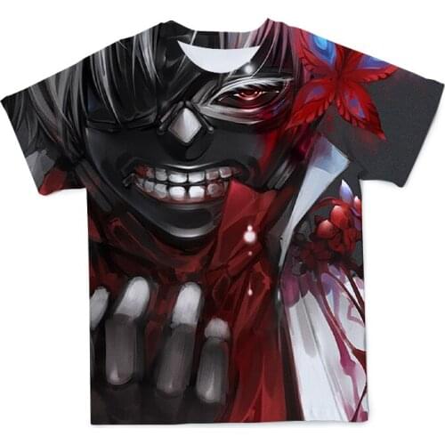 New MenS Summer 3D Anime Tokyo Ghoul Breathable Oversized T-Shirt Fashion Harajuku Street Couple Loose Short Sleeve 110-6XL