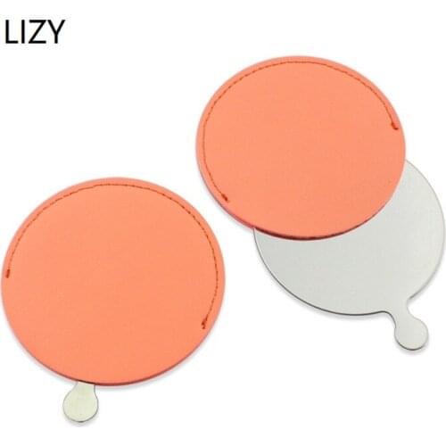 LIZY Stainless Steel Round Cosmetic Mirror Unbreakable Portable Travel Shatter-proof Makeup Mirror with PU Bag Makeup Kit