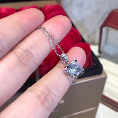 Fashion jewelry 925 sterling silver romantic square drill necklace Natural crystal cz zircon colorful candy pendant for women
