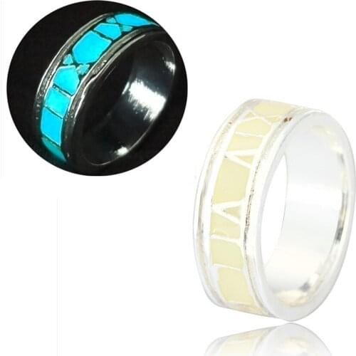 Fashion WOMEN vintage Luminous silver plated roman numerals Rings in us size 7 9 Party Gift Fluorescent cheap Lady night Jewelry