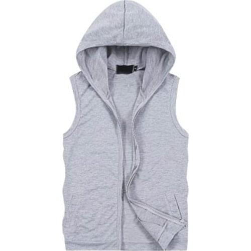 Mens Casual Sleeveless Zip Vest Waistcoat Long Tops Hooded Coat Outwear