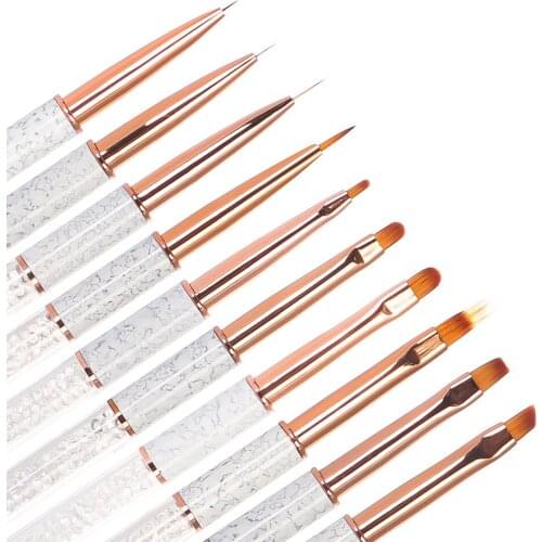 2021 New Fashion Design 10 Different Sizes Nail Brush Art Marble Material Nail Pen in Dotting Tools Manicure Brush