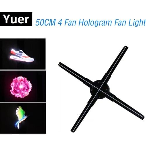 Updating 50CM 4 fan hologram fan light with wifi control 3D Hologram Advertising Display LED Fan Holographic Imaging for holiday