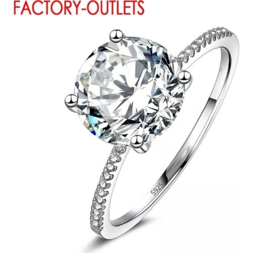 Super Nice Brilliant Crystal Finger Rings For Women Girls Authentic 925 Sterling Silver Wedding Statement Jewelry Accessories