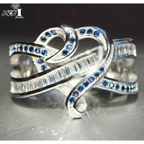 Wholesale YaYI Jewelry Fashion Princess Cut 5 CT Multi -Color Cubic Zirconia Silver Color Engagement Wedding Party Heart Rings