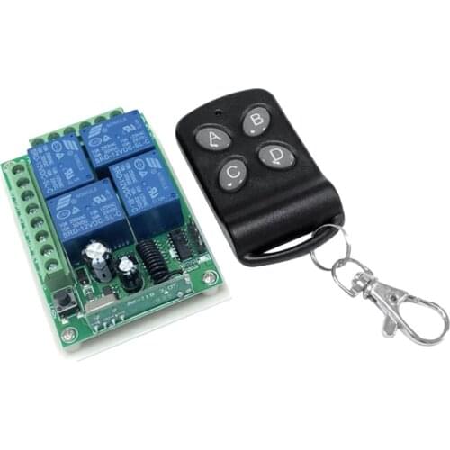433Mhz Wireless RF Transmitter Remote Control Switch (A/B/C/D Button) + Relay Receiver For Light/ Garage/ Door Opener