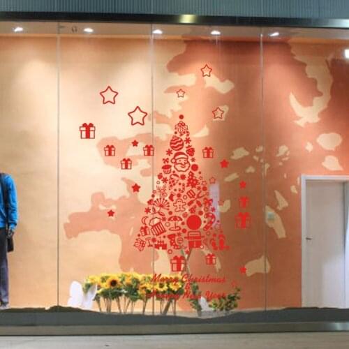 DIY Wall Sticker Christmas Tree Vinyl Wall Decals Removable Stickers Mural for Living Room Bedroom Home Christmas Decor