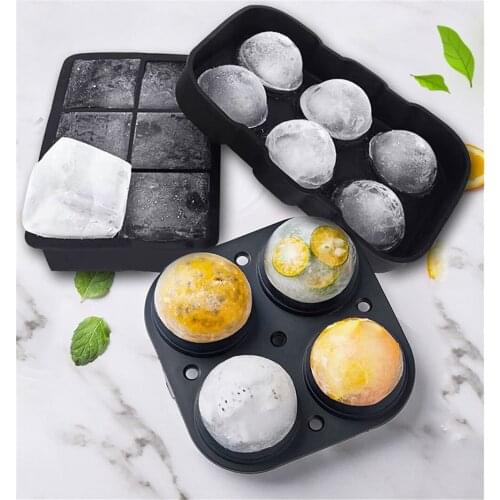 DIY Silicone Ice Tray Ball Maker From Frozen Mold Ice Cube Popsicle Maker Kitchen Moulds Black Square Tray Mold