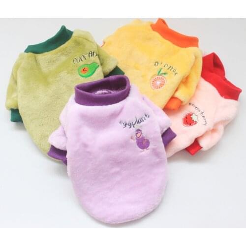 Warm Dog Clothes Cute Fruit Printing Warm Fleece Pullover Dogs Sweater Double-faced Fleece Pets Clothing For Small Medium Dogs