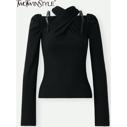 Женские трикотажные футболки TWOTWINSTYLE China At AliExpress