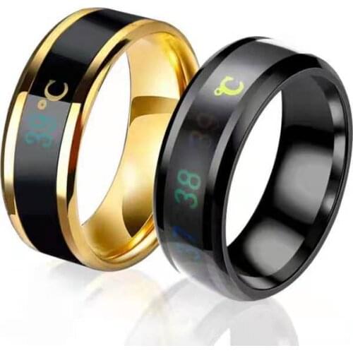 Temperature Smart Sensor Body Ring Stainless Steel Fashion Display Real-time Temperature Test Finger Ring