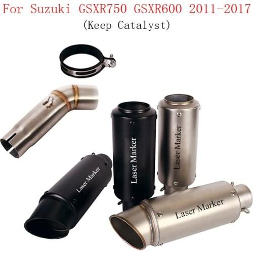 Motorcycle Slip on for Suzuki GSXR750 GSXR600 2011-2017 Exhaust System Connector Link Tube Middle Pipe Escape Muffler Silencer