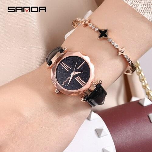 SANDA Night Flash Wristwatches Starry Sky Watches Women Fashion Desinger Ladies Watch Female Clock Gift For Women montres femme