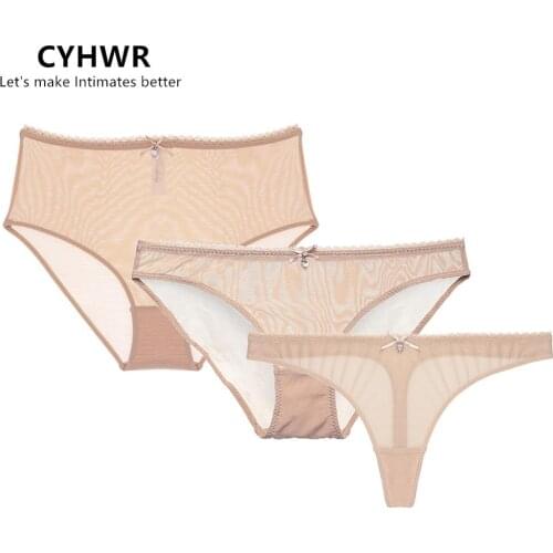 CYHWR Full Transparent Panties Women Sexy Seamless Briefs Ladies Solid Thin high-waist Panties and Thong and Mid Rise panties