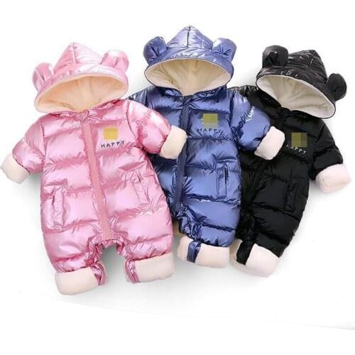 Winter Down Romper Jacket for Boy Children Thick Ski Suit Girl Duck Down Jumpsuit Baby Snowsuit Kids Overalls Infant Coat