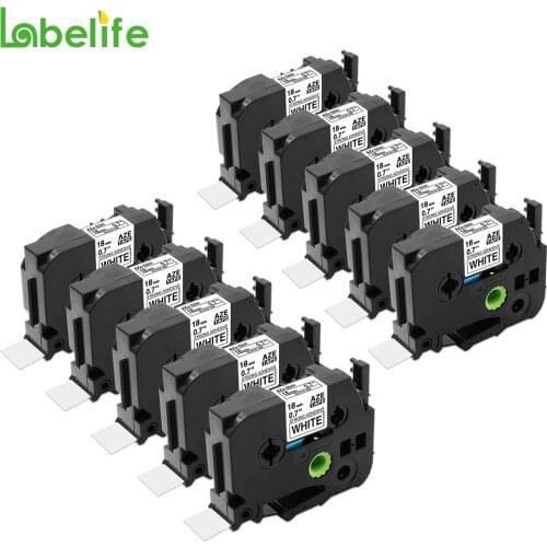 10 Pack 18mm TZe-S241 Extra Strength Tape Black on White for Brother P touch Strong Adhesive Tape Compatible Tape for Brother