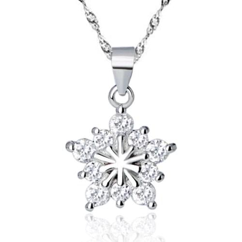 100% 925 sterling silver fashion shiny star crystal pendant necklaces for women jewelry birthday gift wholesale drop shipping