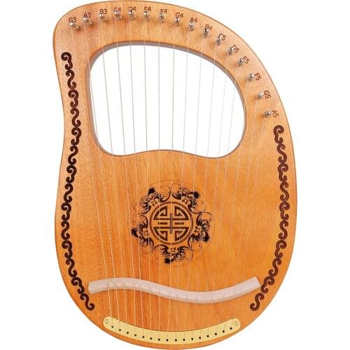 16 Strings Lyra Harp Portable Engraved Exquisite Harp w/Tuning Wrench Great Christmas New Year Present for Family Friends
