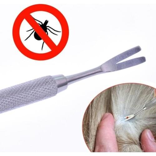 2 in 1 Stainless Steel Pet Dog Flea Remover Tick Removal Tool Double Head Fork Tweezers Clip Dogs Cat Puppy Pet Supplies SN3620