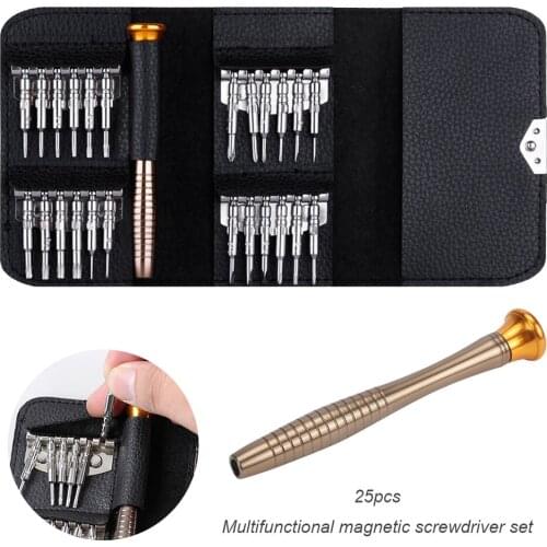 25 In 1 Magnetic Screwdriver Bit Set Torx Hex Mini Hand Tools Multi-function Precision Mobile Phone Watch Repair Kits Bag