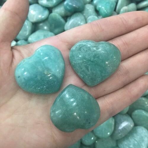 3pcs natural polished jade stone heart gift small amazonite quartz crystal heart 40g