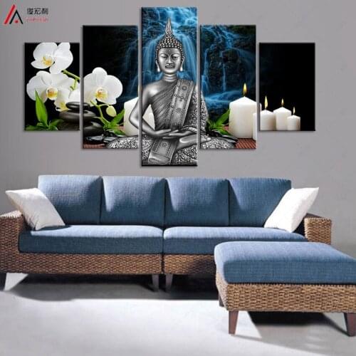 5 Unframed Beautiful Buddha Buddhism Painting Modern Art Cuadros Home Decor Wall Art on Canvas Print Living Room