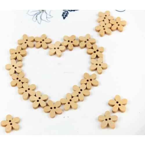 500pcs Flower Wood Craft Sewing 2 Holes Buttons 15mm natural wood unvarnished Childrens Kids Fun Daisy Cute Sewing- Scrapbooking