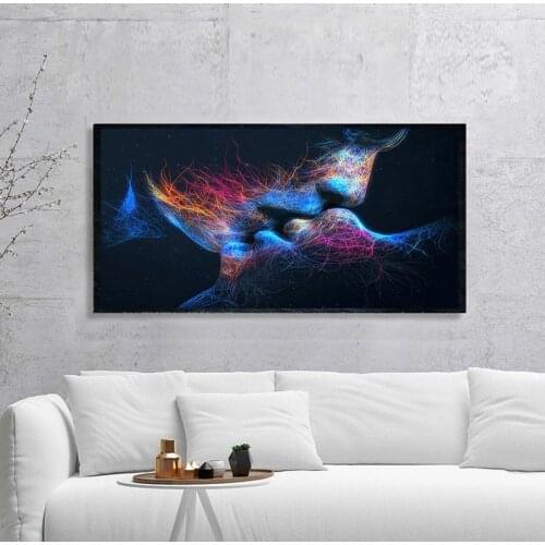 Canvas Painting Abstract Oil Painting on Canvas Love Kiss Poster Wall Art Room Decoration Picture for Home Pictures