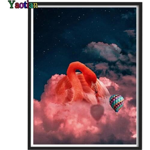 Full Square Round Drill Diamond Painting Flamingo Animal 5D DIY Diamond Embroidery Diamond Mosaic Childrens Room Wall Art