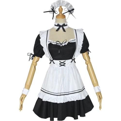 Amine Black Cute Lolita French Maid Cosplay Costume Dress Girls Woman Waitress Maid Party Stage Costumes