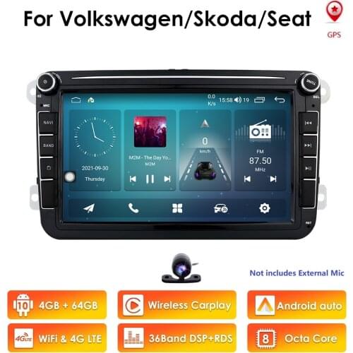 Car Multimedia player GPS Android 10 2 Din For VW/Volkswagen/POLO/PASSAT/Golf Rear View camera Capacitive Touch Screen DAB TPMS