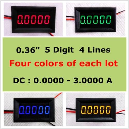RD Four colors of each lot Five digit 0.36" Digital Ammeter DC 0-3.0000A Five digit Current Panel Meter LED [ 4 pieces / lot]