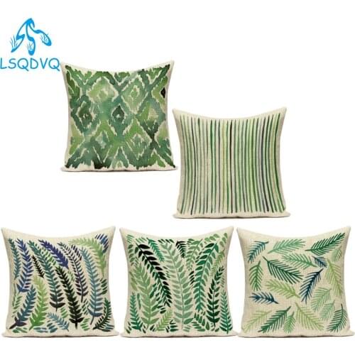 Decorative Throw Pillows Case Tropical Green Plant Polyester Sofa Cushion Cover Palm Cactus for Living Room Decoration