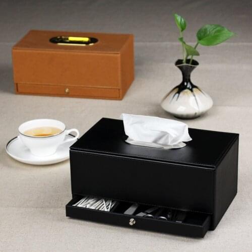 Cover Napkin Holder Creative Tissue Box Container Organizer Leather Storage Tissue Boxes Paper Servilletero Wipe Case BW50ZJ