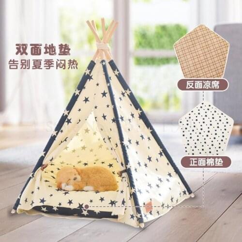 Cat nest dog nest spring and summer cool nest ins pet tent small and medium dog Teddy Corgi pet house four seasons removabl