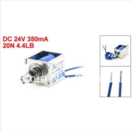 JF-0826B DC 24V 350mA 10mm Stroke 20N 2Kg 4.4LB Force Push Type Open Frame Solenoid Electromagnet