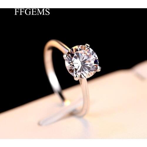 100% Sterling Silver 925 Moissanite Diamond Round 2.0CT VVS1 EFD Proposal Rings Fine Jewelry For Women Wedding Gift Engagement