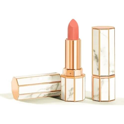 10 Color Cosmetic Lipsticks OEM Marble Tube Waterproof Long Lasting Makeup Matte Lipstick