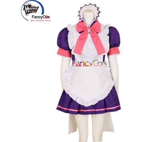 Tokyo Mew Mew Zakuro Fujiwara Maid Dress Coffee Lolita Dress Cosplay Costume White Purple Skirt Game Japanese Anime Outfit