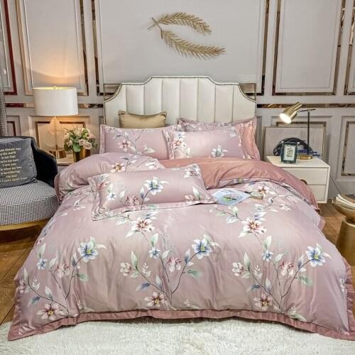 Mousse Flower Language Fourpiece Set AB Version Design Ice Silk Washing/Supple Silky Spring and Summer Quilt Cover Fourpiece Set