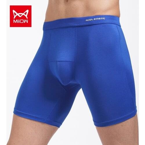 MiiOW Mens Wear-resistant Leg Sports Plus Long-legged Underwear Pants Modal Boxer Running Long Boxers