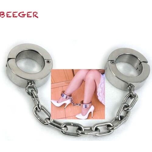 Newest Super Heavy Female Stainless Steel Fetter Anklet Shackles Restraint ankle chains sex toys Products
