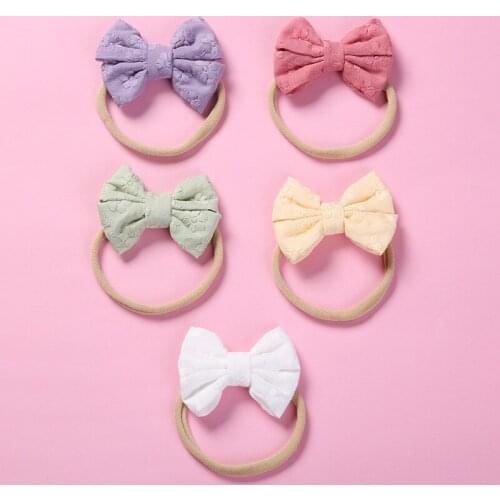 2021 New Bows Headband For Newborn Baby Girls Boys Kids Soft Lovely Hair Accessories Thin Nylon Turban Traceless Infant Hairband