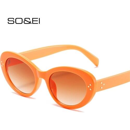 SO&EI Retro Oval Sunglasses Women Fashion Gradient Color Jelly Green Eyewear Shades UV400 Brand Designer Men Nail Sun Glasses