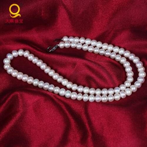 Daking Freshwater pearl necklace 18"long button shape freshwater pearl chain necklace designs Wedding jewlry