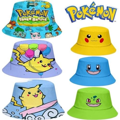 Pokemon Bucket Hat for Men Women Hip Hop Casual Panama Hats Embroider Cotton Summer Casual Sun Cap Wide Brim High Top Chapeau