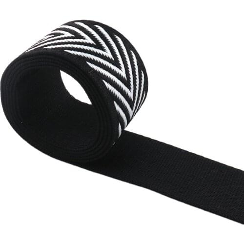 36mm Black and white herringbone webbing Polyester Lanyard Making Strap For Dog Pet Collar Bag Tape Clothes Belt Canvas Ribbon