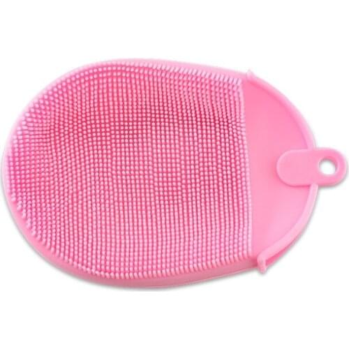 Silicone Massage Bath Brush with Hook Soft Exfoliating Gloves Baby Showers Cleaning Mud Dirt Remover Scrub Showers Bubble