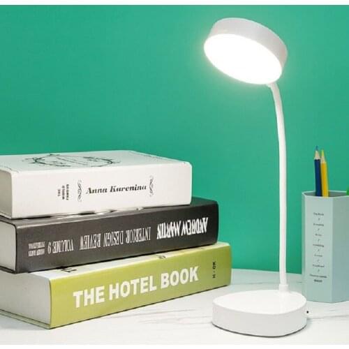 LED Three-Speed Touch Dimming Reading Lamp USB Charging Plug-in White Warm Eye Protection Student Table Light
